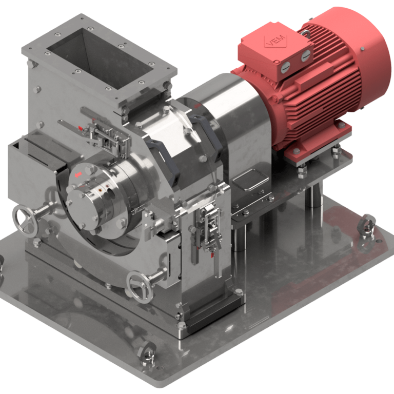 Hammermühle HM 142 in Edelstahl, geschlossen, Ansicht von links