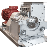 Schneidmühle CM 342 in Edelstahl, Ansicht von rechts, mit rotem Direktantrieb