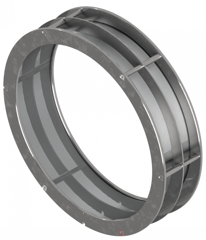 Siebrost einer industriellen Prallmühle für Betrieb mit Schlagscheibe oder Turborotor