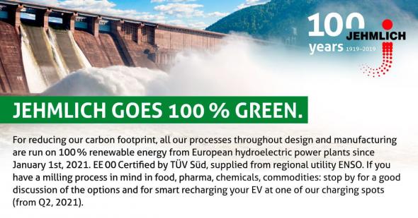 JEHMLICH nutzt 100% aus erneuerbaren Energien für seine Fertigung