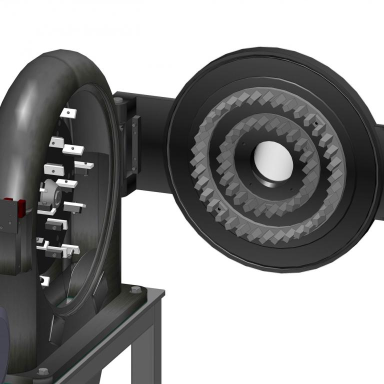 Jehmlich Prallmühle mit Schlagscheibe und Mahlringen für die Vermahlung von Fischmehl