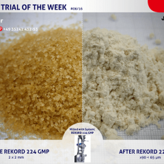Darstellung von Rohrzucker im Ausgangszustand und nach Feinvermahlung