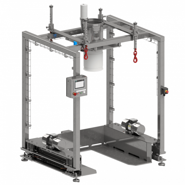 Big-Bag-Befüllstation mit Verwiegung, Vibrationsrahmen und Blähklemme für Big-Bag-Stutzen