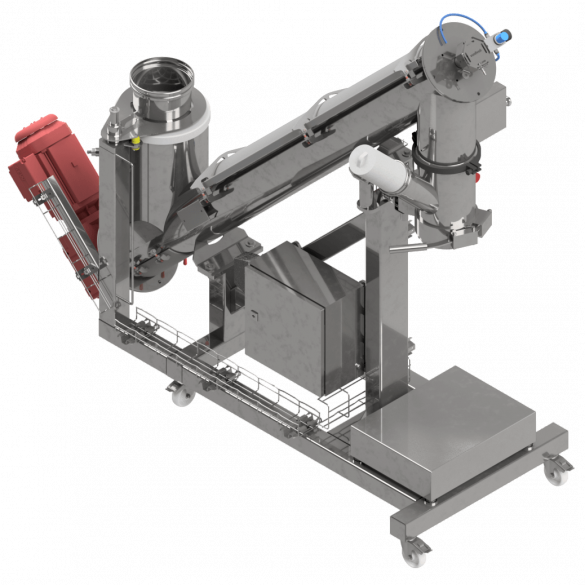 Bag filling station for weighed bag filling with dosing screw